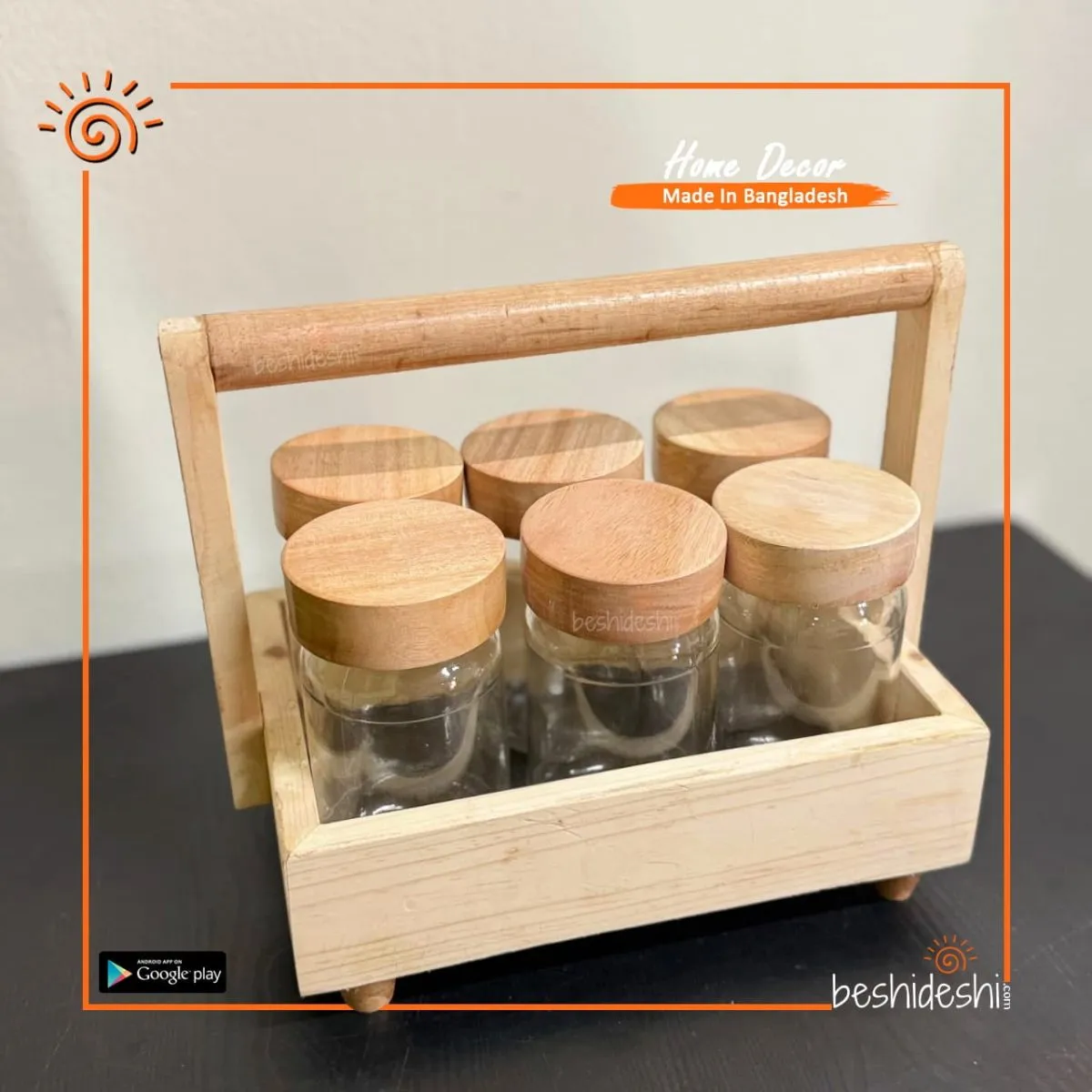 Wooden Spices Jar with Stand