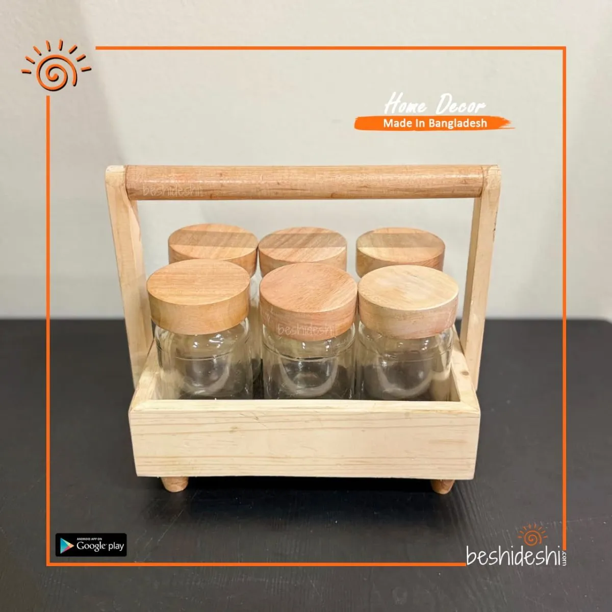 Wooden Spices Jar with Stand