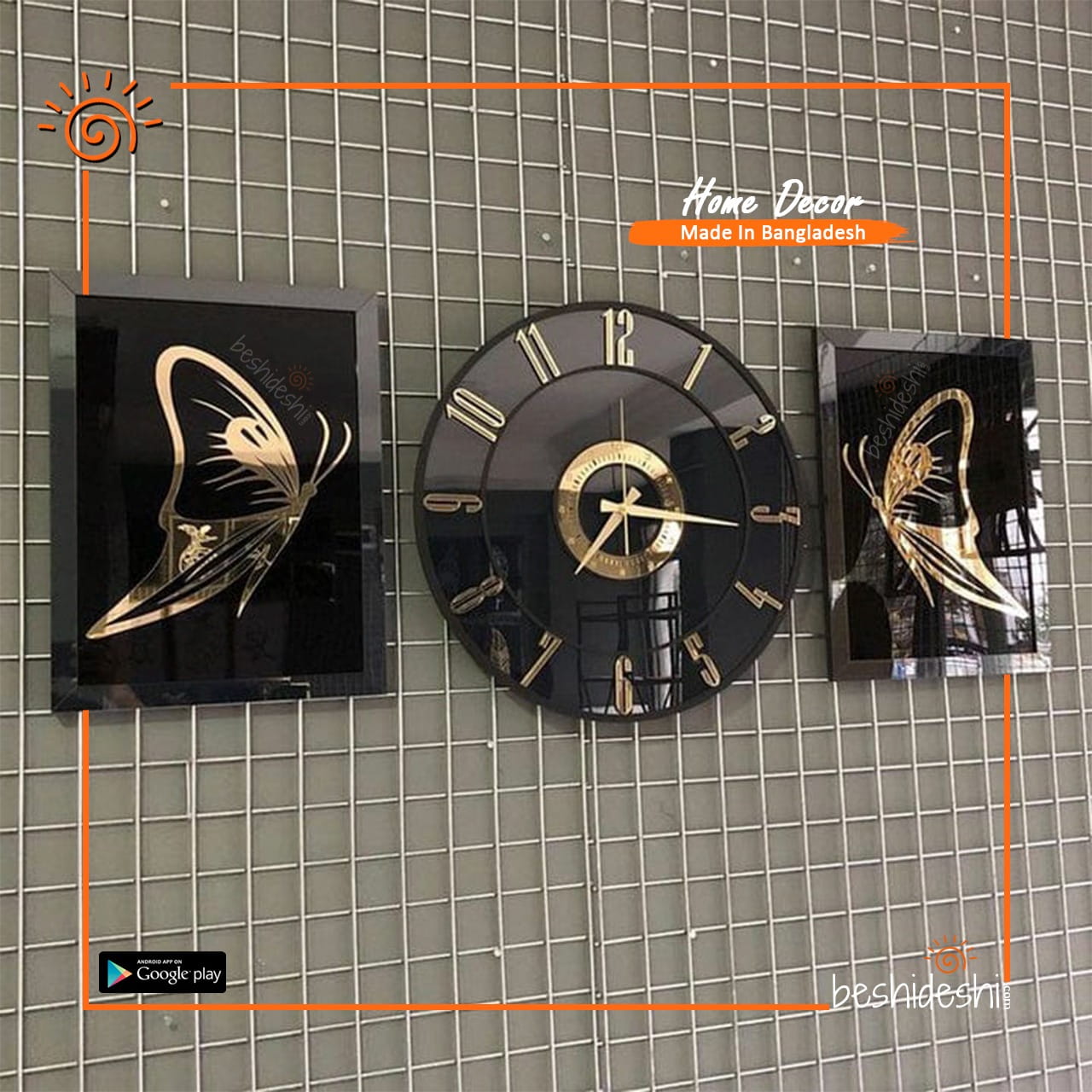 Acrylic Watch with Butterfly Wall Décor