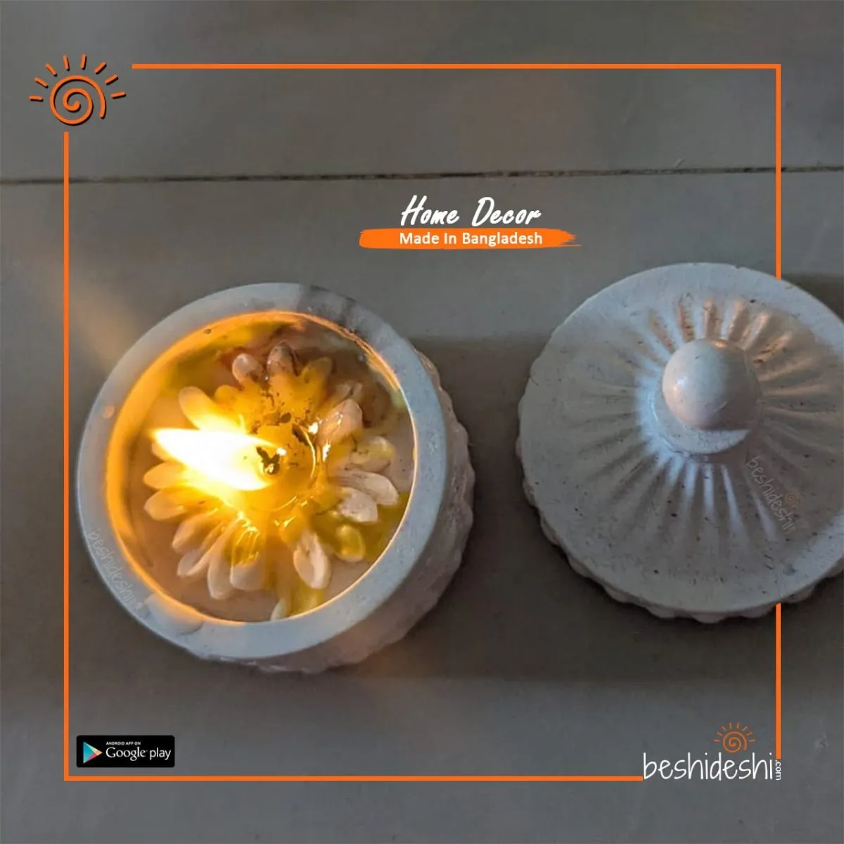 Handcrafted Gypsum Showpiece Candle
