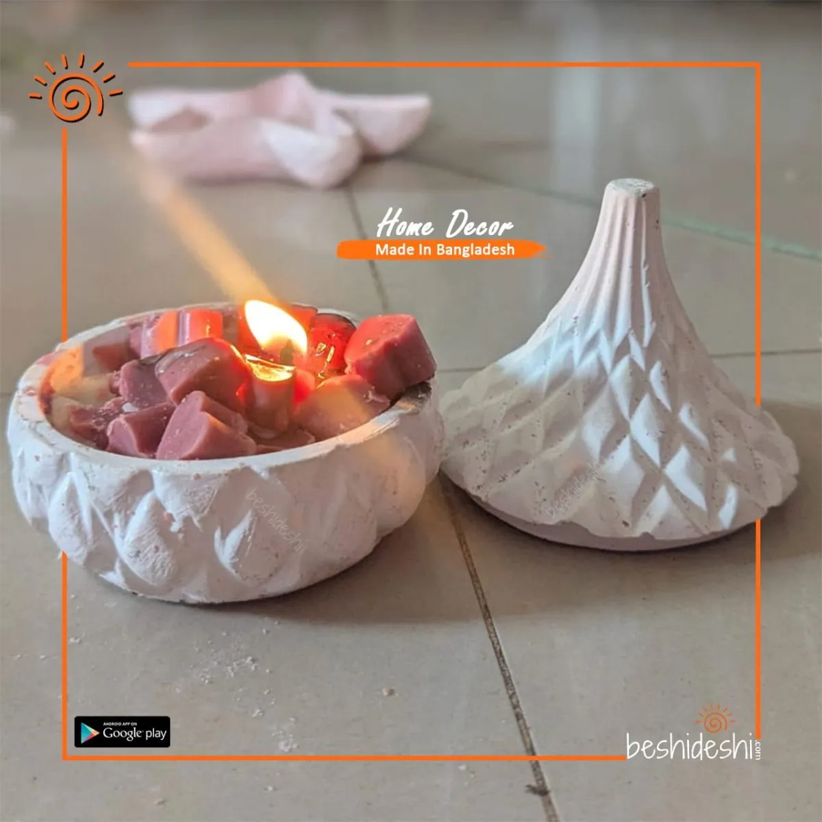 Handcrafted Gypsum Showpiece Candle